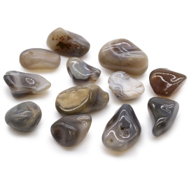 Bag of 12 Medium African Tumble Stones - Grey Agate - Botswana