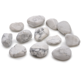Bag of 12 Medium African Tumble Stones - White Howlite - Magnesite