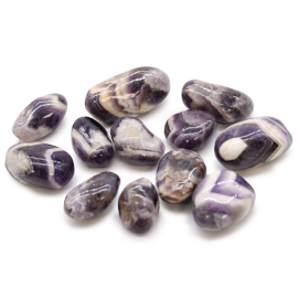 Bag of 12 Medium African Tumble Stones - Amethyst - Chevron