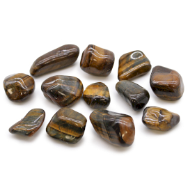 Bag of 12 Medium African Tumble Stones - Tigers Eye - Varigated