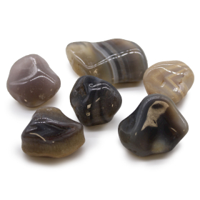 Bag of 6 Large African Tumble Stones - Grey Agate - Botswana