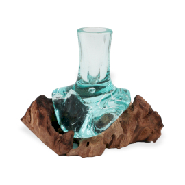 Molton Glass Small Flower Vase on Wood
