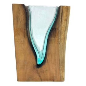 Molton Glass V-shaped Art Vase on Wood