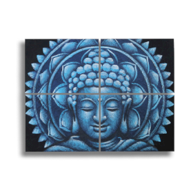 Blue Buddha Mandala Brocade Detail 30x40cm x 4