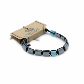 Magnetic Hematite Shamballa Bracelet - Turquoise Cuboids