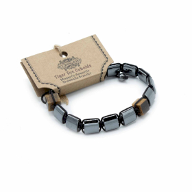 Magnetic Hematite Shamballa Bracelet -  Tiger Eye Cuboids