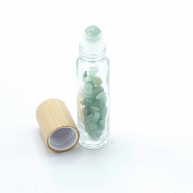 Gemstone Essential Oil Roller Bottle - Aventurine - Wooden Cap + Gemstone Roller Tip for 5ml Bottle - Aventurine