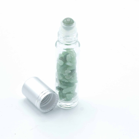 Gemstone Essential Oil Roller Bottle - Aventurine - Silver Cap + Gemstone Roller Tip for 5ml Bottle - Aventurine