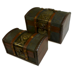 Sets of 2 Colonial Boxes - Metal Embossed