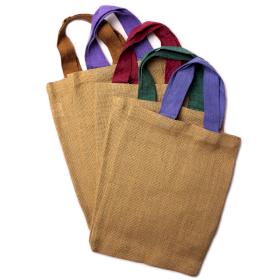 Jute Tote Bag - Purple Colour Handle