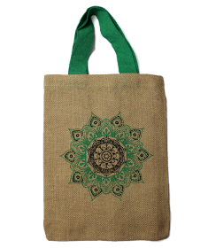 Jute Tote Bag - Mystic designs - Mandala Rose