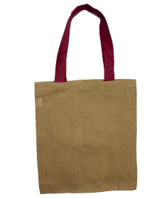 Large Jute Tote Bag - Red Colour Handle