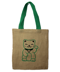 Large Jute Tote Bag - Mystic designs - Money Cat
