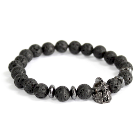 Knight\'s Helmet / Lava Stone - Gemstone Bracelet