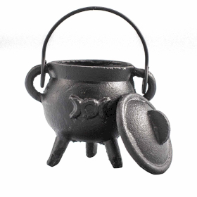 Cast Iron Cauldron with Triple Moon 6x10cm