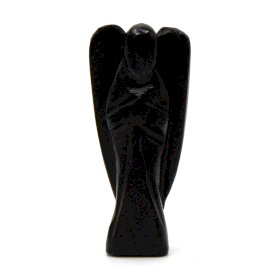 Hand Carved Gemstone Angel - Black Agate