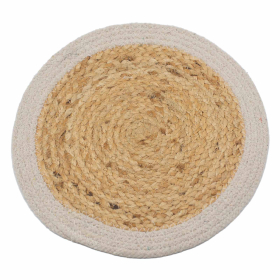 Natural Place Mat - Jute & Cotton 30cm - Ivory Boarder