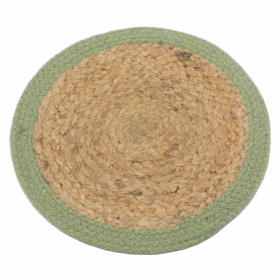 Natural Place Mat - Jute & Cotton 30cm - Olive Boarder