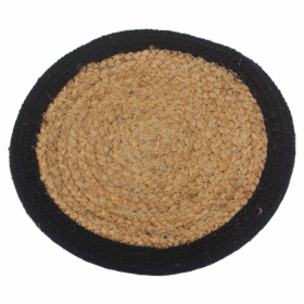 Natural Place Mat - Jute & Cotton 30cm - Black Boarder