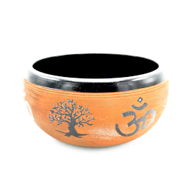 Earth Powder Singing Bowl - Clay Om  Buddha - 16cm