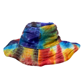 Patched and Wired Hemp & Cotton Boho Festival Hat - Tiedye