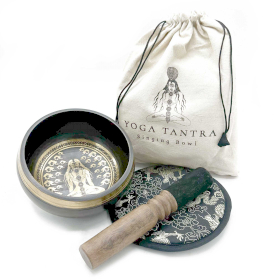 Hand Beaten & Engraved Singing Bowl Gift Set - 14cm - Yogi