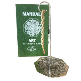 Rope Incense and Silver Plated Holder Set - Mandala Flower