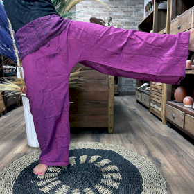 Yoga and Festival Pants - Thai Fisherman Mandala Mantra on Purple