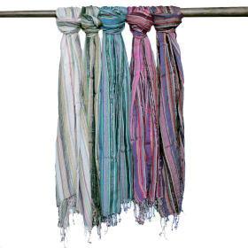 Indian Boho Scarves - 50x180cm - Random Colours With Gold Thread