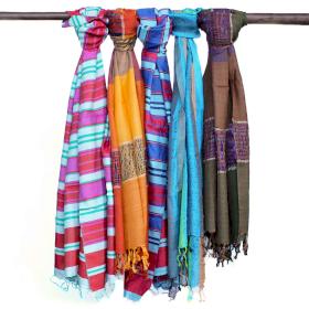 Large Indian Boho Scarves - 75x180cm - Random Blues