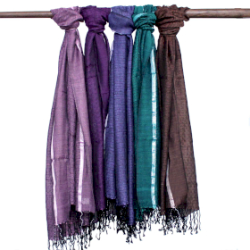 Large Indian Boho Scarves - 75x180cm - Random Colours with Gold Thread