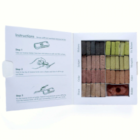 Display Set of 70 Incense Smudge Bricks and Burner - 7 Earthy Himalaya Incenso