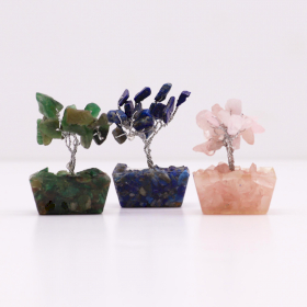 Box of 12 Mini Gemstone Trees On Orgonite Base - Assorted Mix (15 stones)