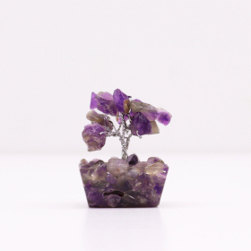 Mini Gemstone Trees On Orgonite Base - Amethyst (15 stones)