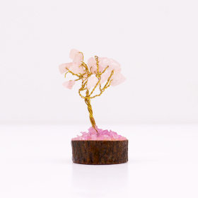 Mini Gemstone Trees On Wood Base - Rose Quartz (15 stones)