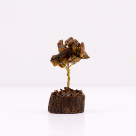Mini Gemstone Trees On Wood Base - Tigereye (15 stones)