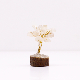 Mini Gemstone Trees On Wood Base - Rock Quartz (15 stones)