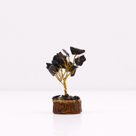 Mini Gemstone Trees On Wood Base - Black Agate (15 stones)