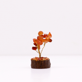 Mini Gemstone Trees On Wood Base - Carnelian (15 stones)