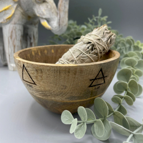Wooden Smudge and Ritual Offerings Bowl - Four Elements - 12x7cm