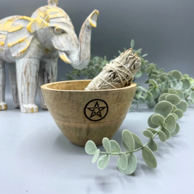 Wooden Smudge and Ritual Offerings Bowl - Pentagon - 12x7cm