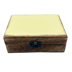 Medium Ceramic Glazed Wood Box - 15x10x6cm - Concrete