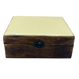 Large Ceramic Glazed Wood Box - 20x15x7.5cm - Concrete