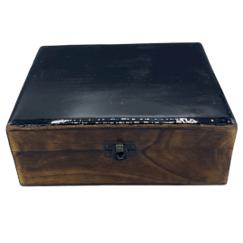 Large Ceramic Glazed Wood Box - 20x15x7.5cm - Black