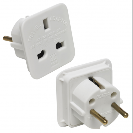 White UK to Euro Travel Adaptor 7.5 Amp.