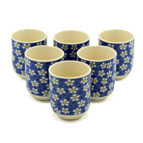 6x Herbal Tea Cups - Blue Daisy