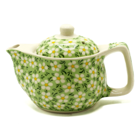 Small Herbal Teapot - Green Daisy