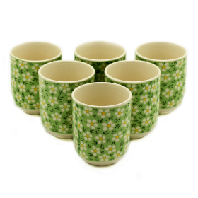 6x Herbal Tea Cups - Green Daisy