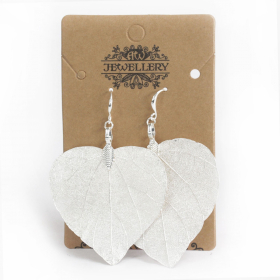 Earrings - Heart Leaf - Silver