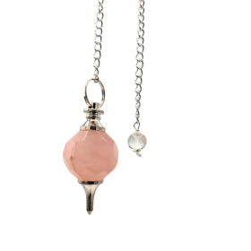 Faceted Gemstone Pendulum - Rose Quartz